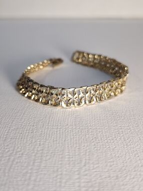 VTG Gold Clad Link Bracelet Retro Statement Chain Bracelet 7"